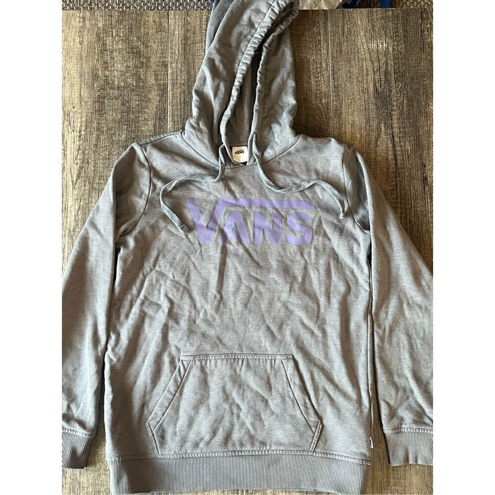 Gray Vans Hoodie with Purple Logo Womens Size XS